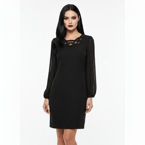 Laundry by Shelli Segal Dress Size 6 Black Gothic Moody Sheer Sleeves Whimsigoth